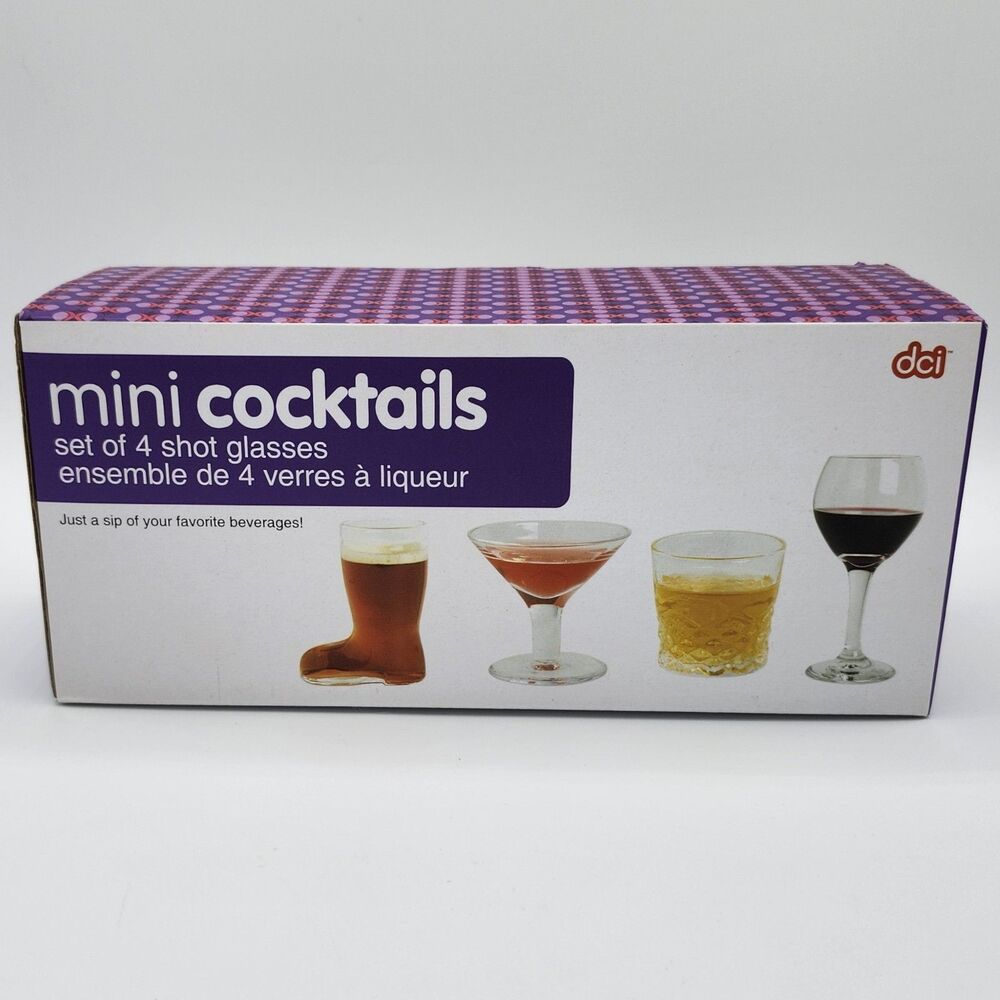 DCI Mini Cocktails - Set Of 4 Shot Glasses (Wine, Lowball, Boot, Martini)